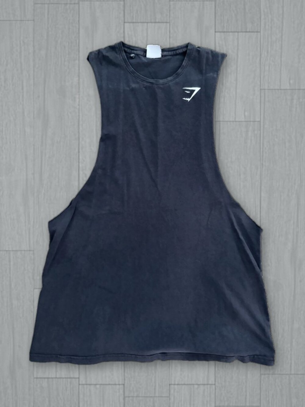 Gymshark Black Cut-Off Tank Top Men's Size L Drop Arm Gym Muscle Tank